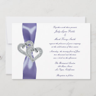 Faire-part de mariage de Coeurs Diamants Bleus Vio