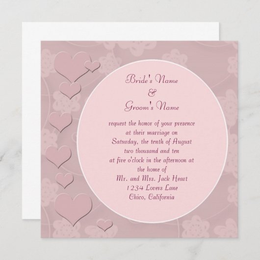 Faire-part de mariage de Coeurs roses modernes (Devant / Derrière)