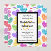 Faire-part de mariage de coeurs vibreux dessinés à (Devant / Derrière)