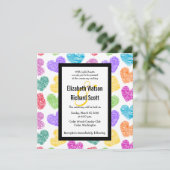 Faire-part de mariage de coeurs vibreux dessinés à (Debout devant)