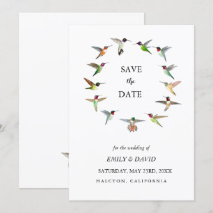 Faire-part de mariage de colibri à date fixe