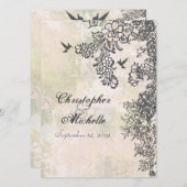 Faire-part de mariage de colibri et de fleurs (Devant / Derrière)