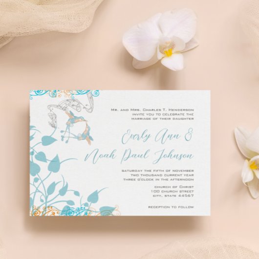 Faire-part de mariage de colibri musical