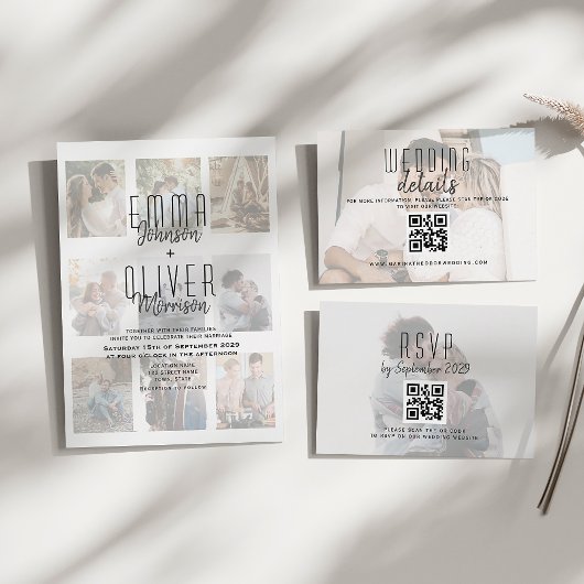 Faire-part de mariage de collage photo moderne