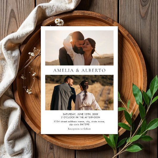 Faire-part de mariage de collage photo moderne