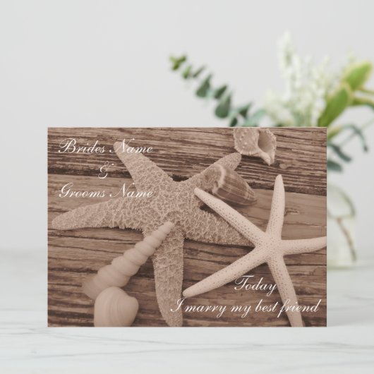 Faire-part de mariage de collection de shell (Debout devant)