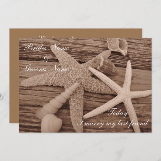 Faire-part de mariage de collection de shell (Devant / Derrière)