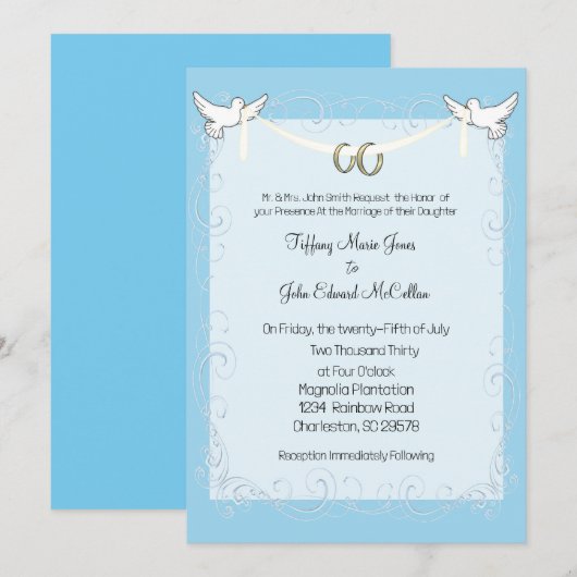 Faire-part de mariage de colombe (Devant / Derrière)