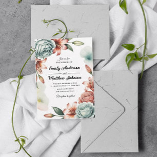 Faire-part de mariage de concepteur de Rose bleu m