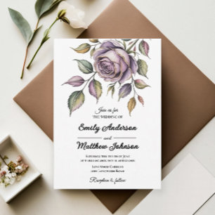 Faire-part de mariage de concepteur de Rose violet