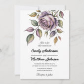 Faire-part de mariage de concepteur de Rose violet (Devant)