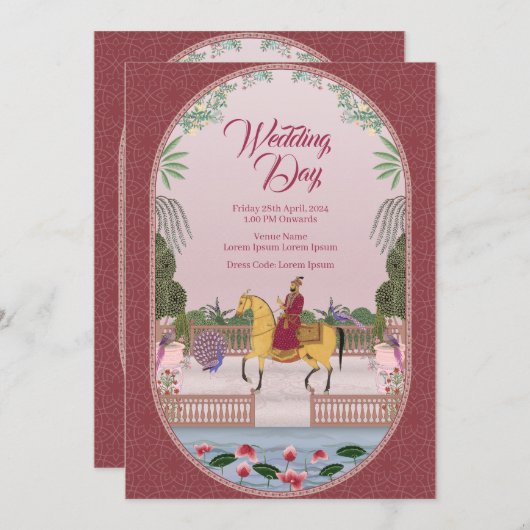 Faire-part de mariage de conception de Mughal (Devant / Derrière)