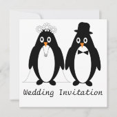 Faire-part de mariage de conception de pingouin (Devant)