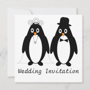 Faire-part de mariage de conception de pingouin