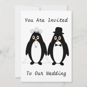 Faire-part de mariage de conception de pingouin