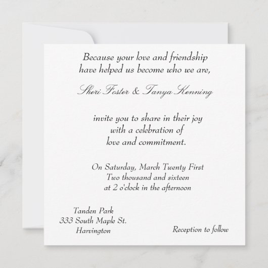 Faire-part de mariage de conception de tableau de (Dos)