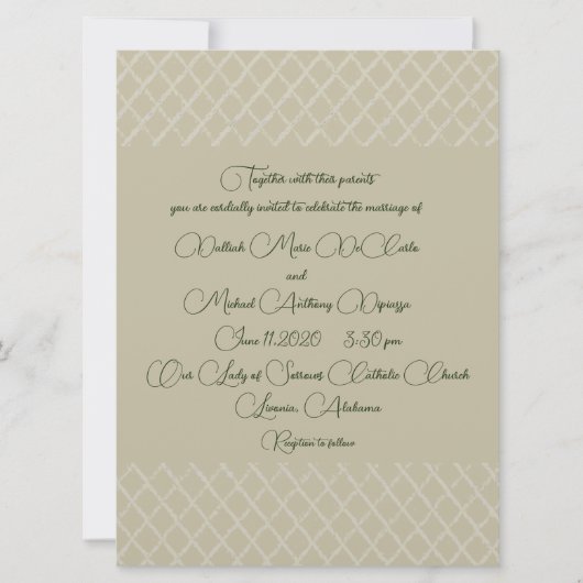 Faire-part de mariage de conception ecru géométriq (Devant)