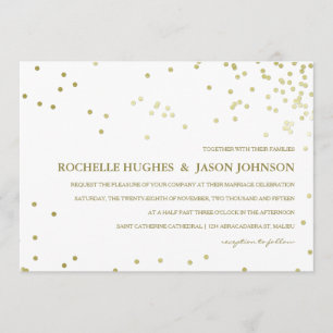 Faire-part de mariage de confettis de feuille d'or