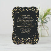 Faire-part de mariage de confettis de noir et d'or (Debout devant)