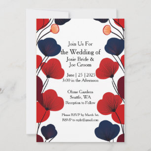 Faire-part de mariage de coquelicots rouges noirs