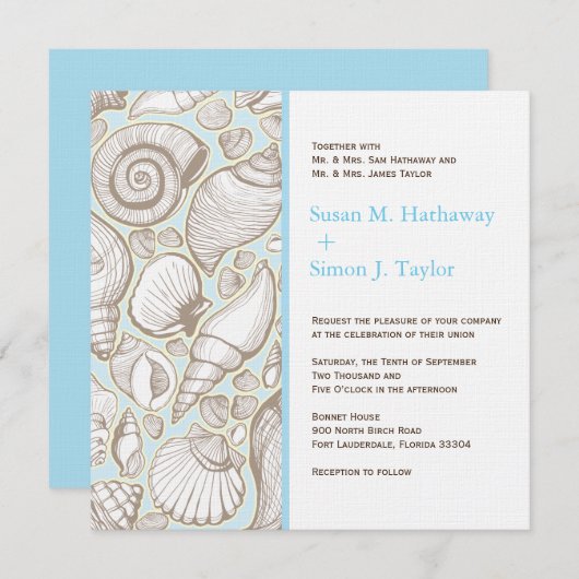 Faire-part de mariage de coquillage (Devant / Derrière)