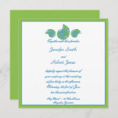 Faire-part de mariage de coquillages turquoise ver (Devant / Derrière)