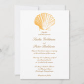 Faire-part de mariage de coquilles de sable doré (Devant)