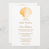 Faire-part de mariage de coquilles de sable doré (Devant / Derrière)