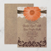 Faire-part de mariage de corail de fleur de (Devant / Derrière)
