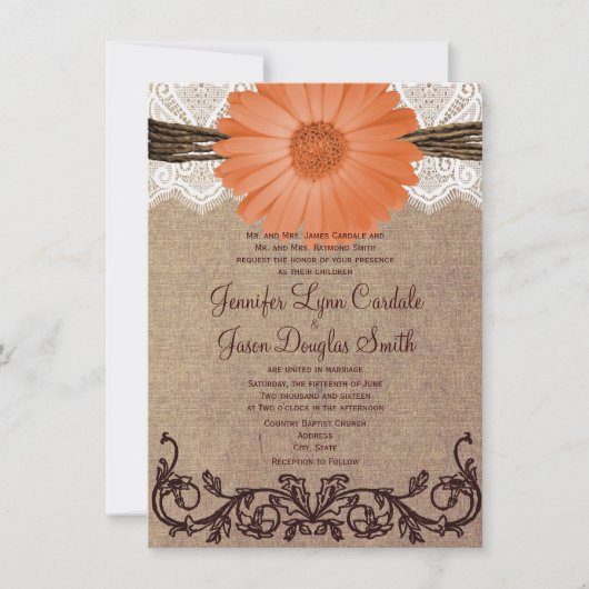 Faire-part de mariage de corail de fleur de (Devant)