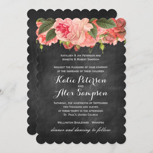 Faire-part de mariage de corail de tableau de (Devant / Derrière)