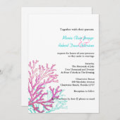 Faire-part de mariage de corail moderne de (Devant / Derrière)