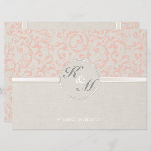 Faire-part de mariage de corail SmartElegance (Devant / Derrière)