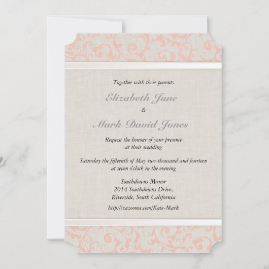 Faire-part de mariage de corail SmartElegance (Dos)