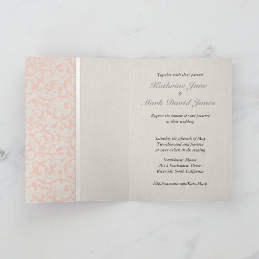 Faire-part de mariage de corail SmartElegance (Intérieur)