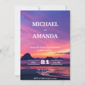 Faire-part de mariage de coucher de soleil de plag (Devant)