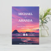 Faire-part de mariage de coucher de soleil de plag (Debout devant)