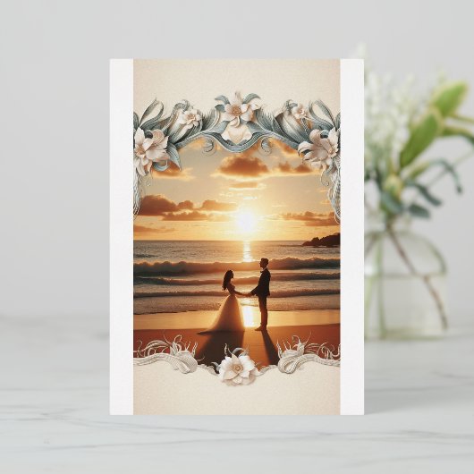 Faire-part de mariage de coucher de soleil sur la  (Debout devant)