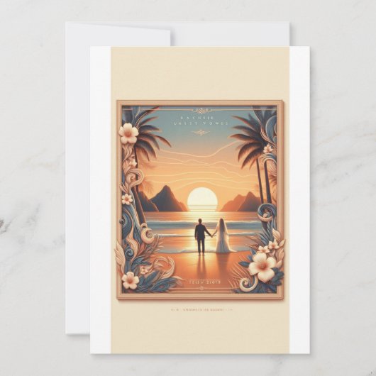 Faire-part de mariage de coucher de soleil sur la (Devant)