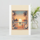 Faire-part de mariage de coucher de soleil sur la (Debout devant)