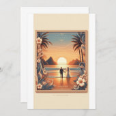 Faire-part de mariage de coucher de soleil sur la (Devant / Derrière)