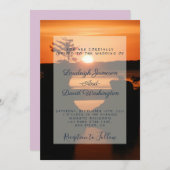 Faire-part de mariage de coucher de soleil sur le  (Devant / Derrière)