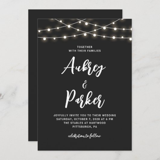 Faire-part de mariage DE COULEUR ÉDITABLE (Devant / Derrière)