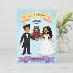 Faire-part de mariage de couple de dessin animé mi