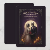 Faire-part de mariage de couple de squelettes goth (Devant / Derrière)