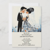 Faire-part de mariage de couple design rétro (Devant)