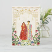 Faire-part de mariage de couple indien Red & Gold (Debout devant)