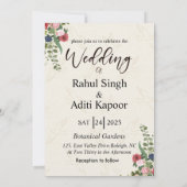 Faire-part de mariage de couple indien Red & Gold (Dos)