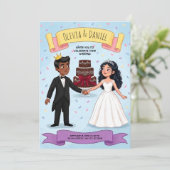 Faire-Part de Mariage de Couple Mignon de Dessin A (Debout devant)