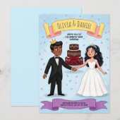 Faire-Part de Mariage de Couple Mignon de Dessin A (Devant / Derrière)